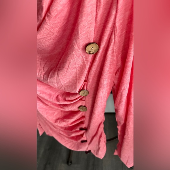 Salmon Pink Button-Adorned Women's Top - Picture 2 of 5